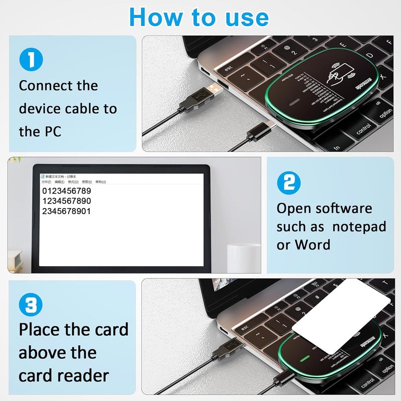 symcode RFID Reader Writer 125KHz/13.56Mhz Dual Frequency Reads ID IC Card Reader Scanner Support Keyboard Emulation Output Support Write UHF Tags S20/S50/S70 Ultralight C EM4305/EM4205 H125 - Image 2
